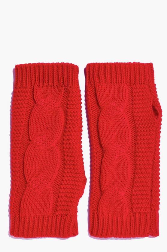 Amelia Fingerless Cable Knit Mittens